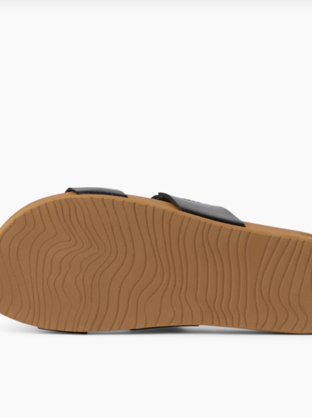 Reef cushion Vista Black Double-Band Slide Sandals with Tan Footbed 8 - Picture 3 of 9